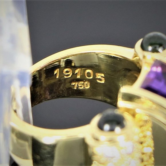 13248 Lagos Caviar 18K Yellow Gold Purple Amethyst Diamond Tourmaline Ring - Picture 7 of 10